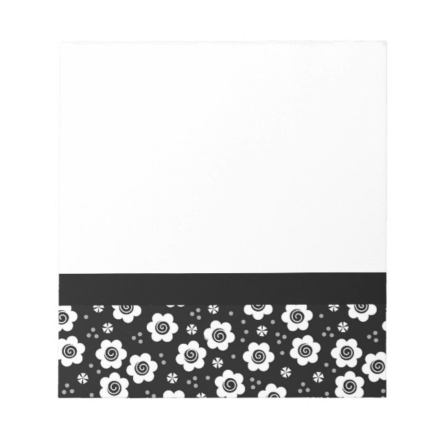 Cute black white flowers Notebook Notepad (Front)