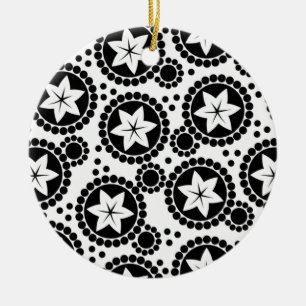 Cute black white flowers Ornament