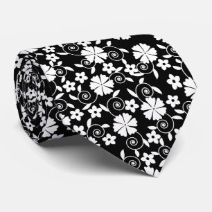 Cute black white flowers pattern LifeProof iPhone Tie