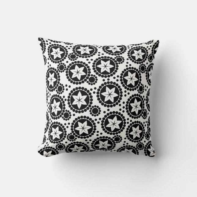 Cute black white flowers Pillow (Front)
