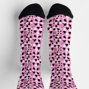 Cute black white flowers socks