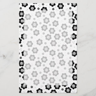 Cute black white flowers Stationery