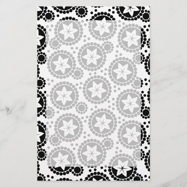 Cute black white flowers Stationery (Front)