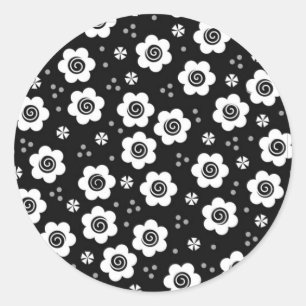 Cute black white flowers Sticker