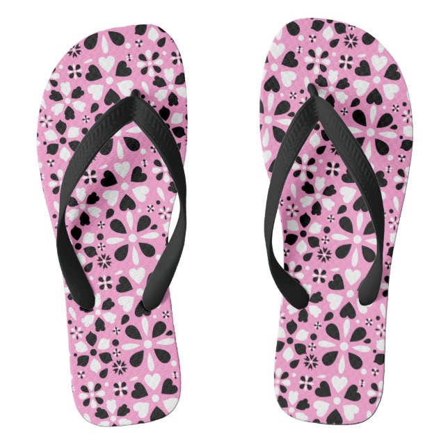 Cute black white flowers thongs (Footbed)