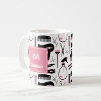 Cute Black White Hair Stylist Pattern Monogram