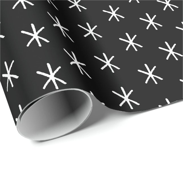 Cute black & white hand drawn Stars pattern Wrapping Paper (Roll Corner)