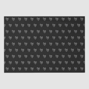 Cute Black White Heart Valentines Day Pattern   Tissue Paper