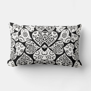 Cute black white hearts background design lumbar cushion