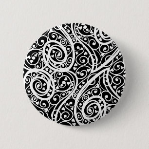 Cute black white hearts love background design lon 6 cm round badge