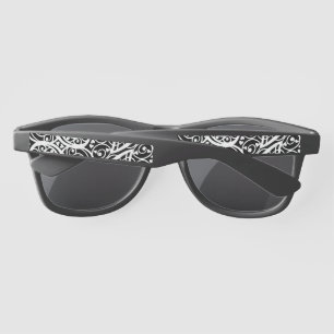 Cute black white hearts love background design lon sunglasses