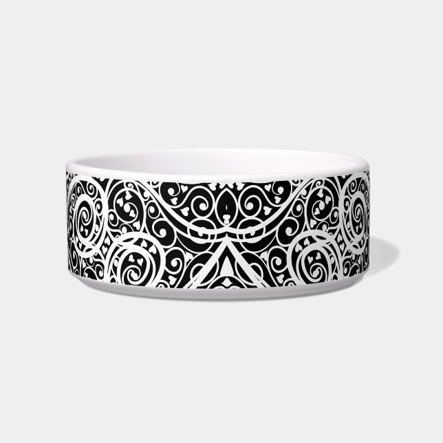Cute black white hearts pattern bowl (Front)