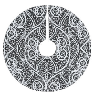 Cute black white hearts pattern brushed polyester tree skirt