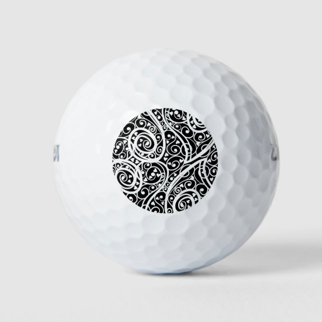 Cute black white hearts pattern golf balls (Front)