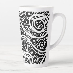 Cute black white hearts pattern latte mug