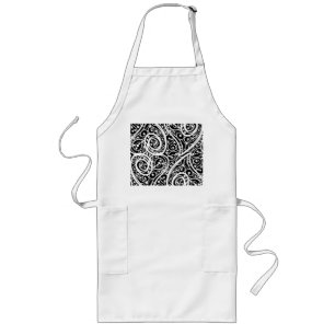 Cute black white hearts pattern long apron