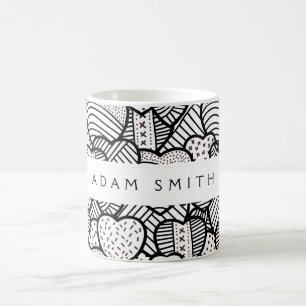 Cute black white hearts patterns coffee mug