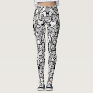 Cute black white hearts patterns messenger bag leggings