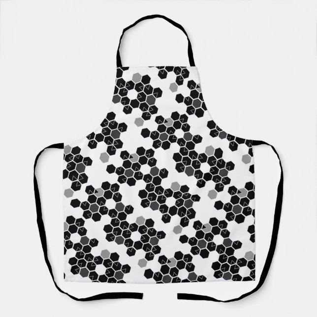 Cute black white hex data patterns apron (Front)