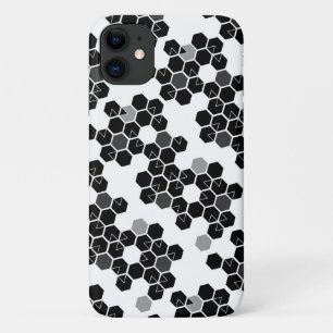 Cute black white hex data patterns iPhone 11 case