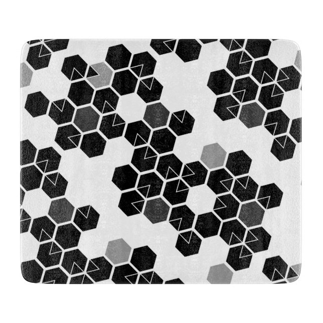 Cute black white hex data patterns cutting board (Front)