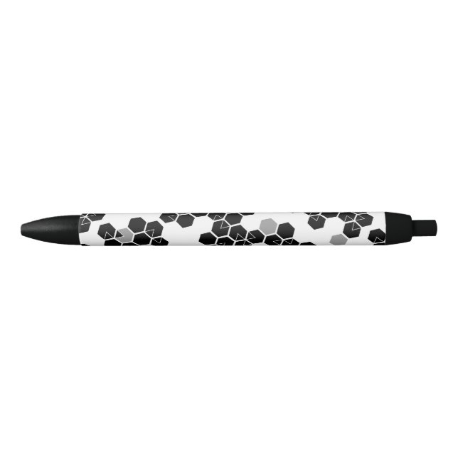Cute black white hex data patterns ink pen (Front)