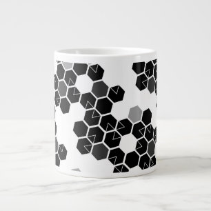 Cute black white hex data patterns large coffee mug