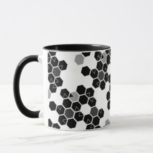 Cute black white hex data patterns mug