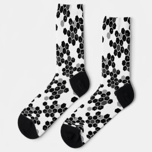 Cute black white hex data patterns socks