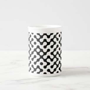 Cute black white labyrinth pattern bone china mug