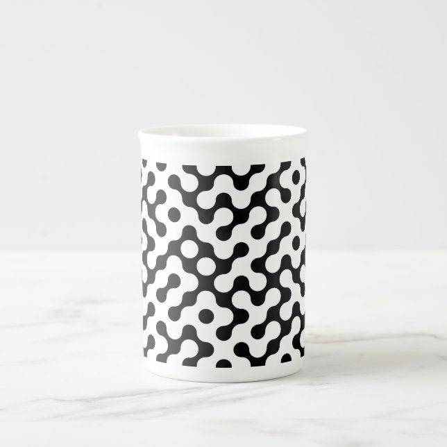Cute black white labyrinth pattern bone china mug (Front)