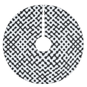 Cute black white labyrinth pattern brushed polyester tree skirt