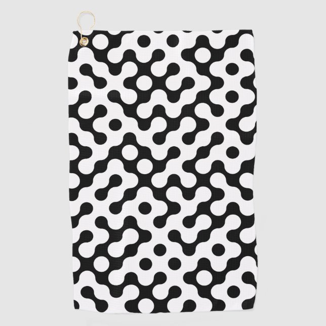 Cute black white labyrinth pattern golf towel (Front)