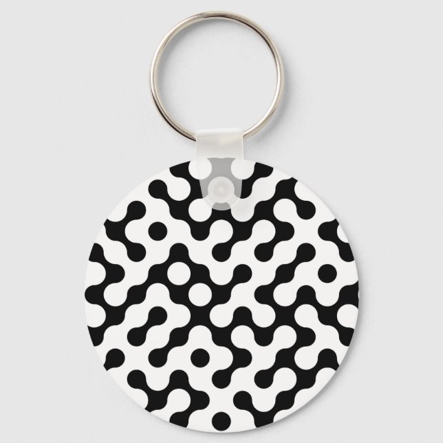 Cute black white labyrinth pattern key ring (Front)