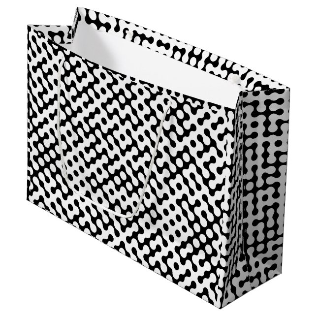 Cute black white labyrinth pattern large gift bag (Front Angled)