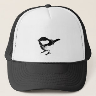 Cute Black White Little Chickadee Bird Wildlife Trucker Hat