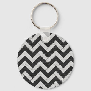 Cute black white marble stripes key ring