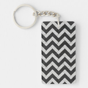 Cute black white marble stripes key ring