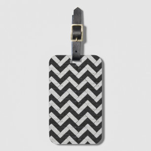 Cute black white marble stripes luggage tag
