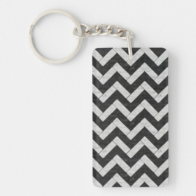 Cute black white marble stripes throw blanket key ring (Front)
