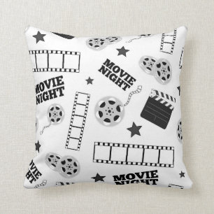 cute black white movie tiled pattern decor cushion