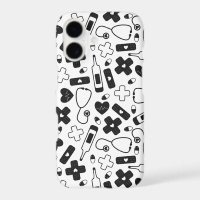 Cute Black White Nurse Doctor Pattern