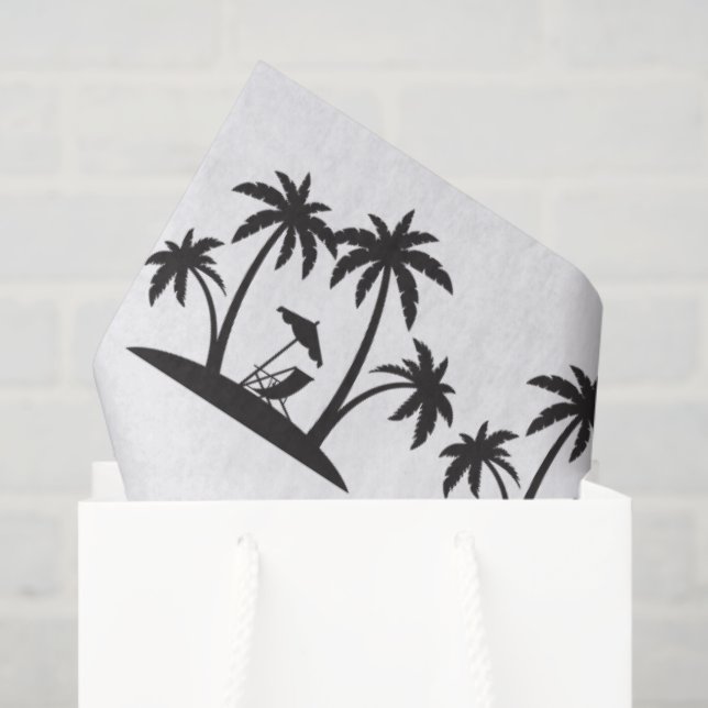 Cute Black white palm tree tiled party beach Tissue Paper (Gift Bag)