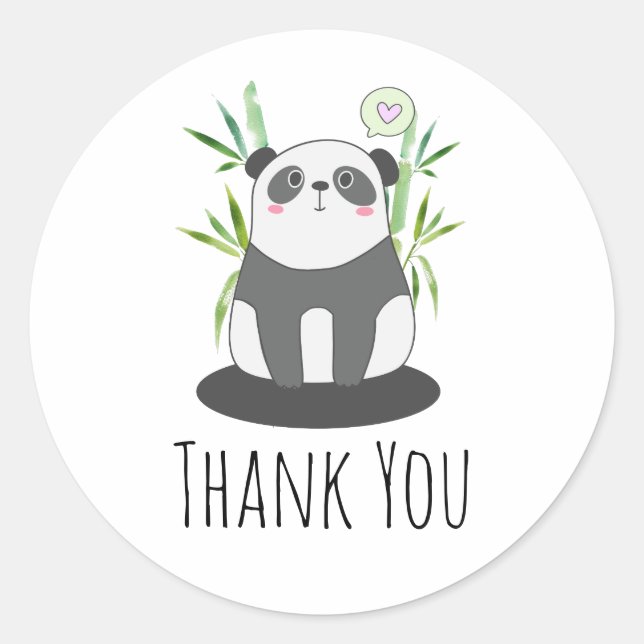 Cute Black & White Panda in Bamboo Classic Round Sticker (Front)