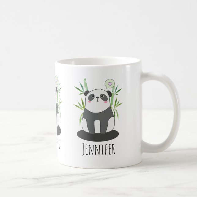 Cute Black & White Panda in Bamboo Coffee Mug (Right)