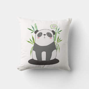 Cute Black & White Panda in Bamboo Cushion