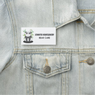 Cute Black & White Panda in Bamboo Name Tag