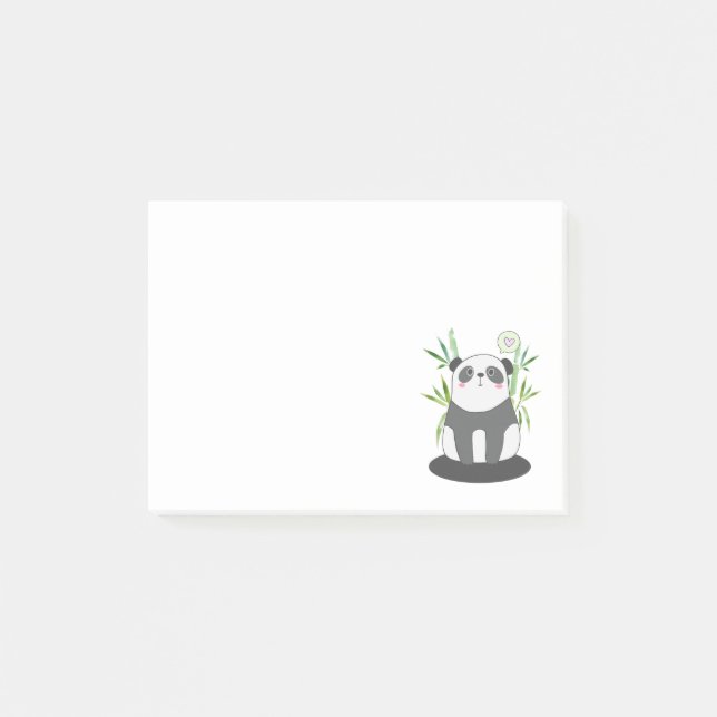 Cute Black & White Panda in Bamboo Post-it Notes (Front)