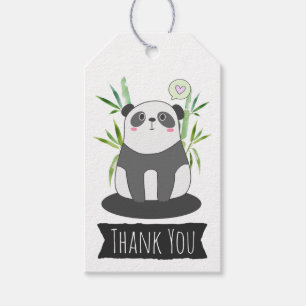 Cute Black & White Panda in Bamboo Thank You Gift Tags