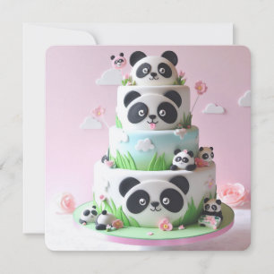 CUTE BLACK & WHITE PANDA THEMED KIDS BIRTHDAY CARD